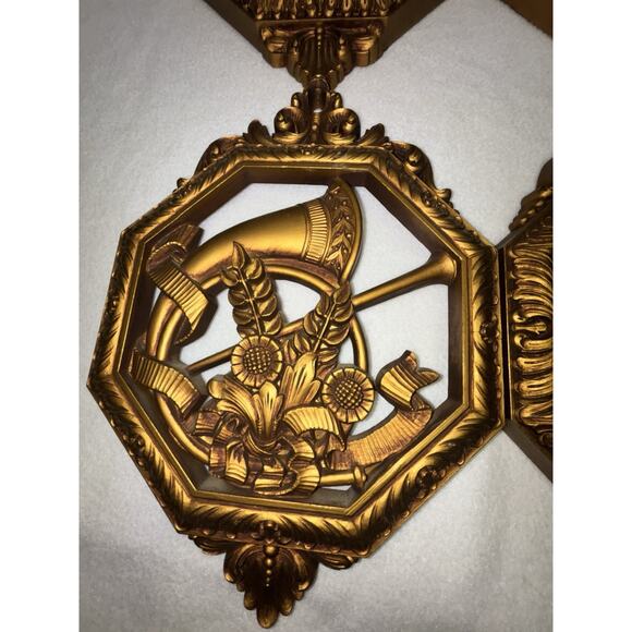 MCM Homco Syroco Musical Instruments Wall Decor Set Of 4 Hollywood Regency Dart - Picture 4 of 9